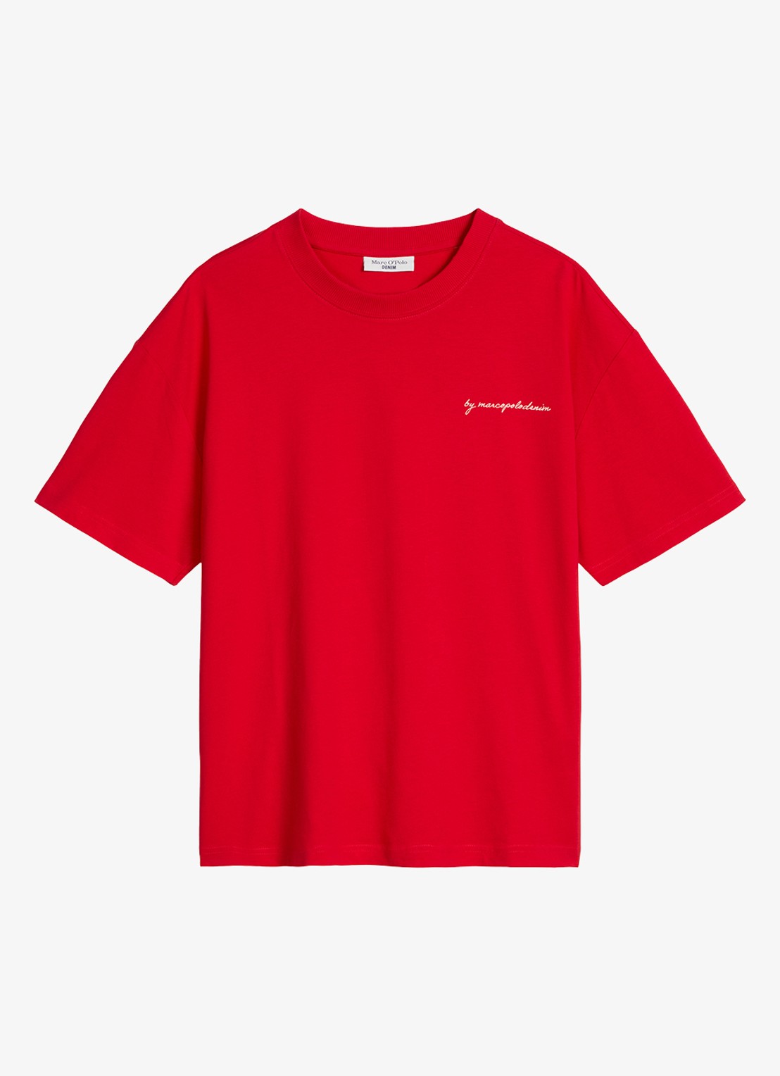 Marc O'Polo Denim T-shirt met logo- en backprint - voorkant rood