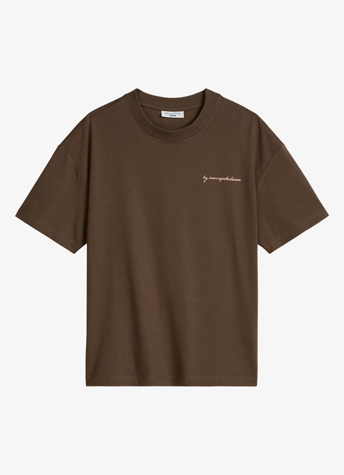 Marc O'Polo Denim T-shirt met logo- en backprint - voorkant bruin