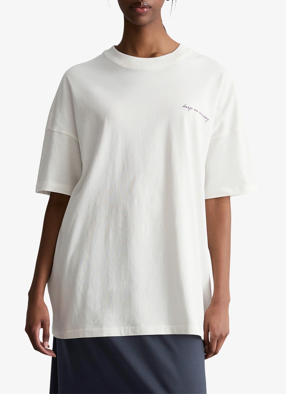 Marc O'Polo Denim T-shirt met logo- en backprint - detail silky white/1183