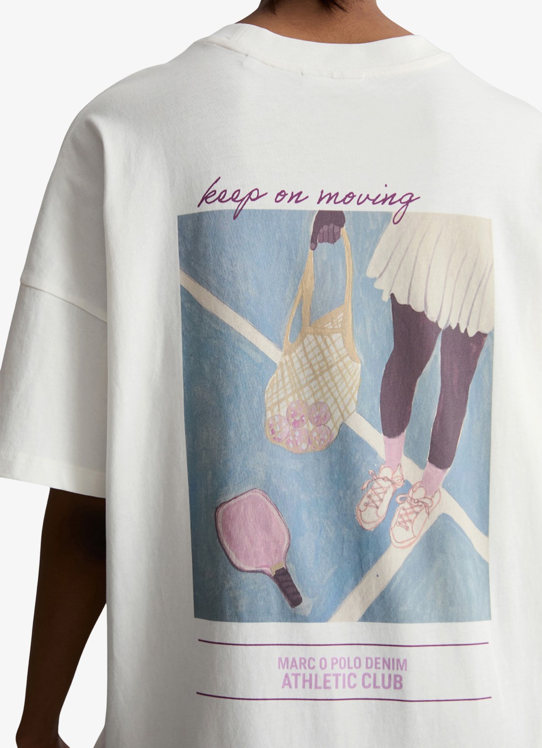 Marc O'Polo Denim T-shirt met logo- en backprint - detail 2 silky white/1183