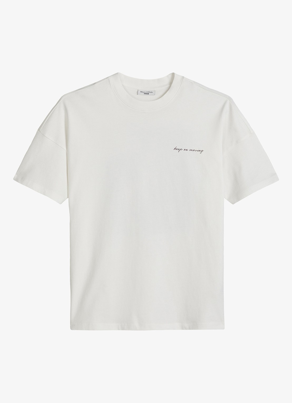 Marc O'Polo Denim T-shirt met logo- en backprint - voorkant 3 silky white/1183