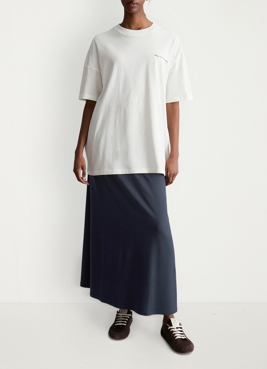 Marc O'Polo Denim T-shirt met logo- en backprint - voorkant 4 silky white/1183