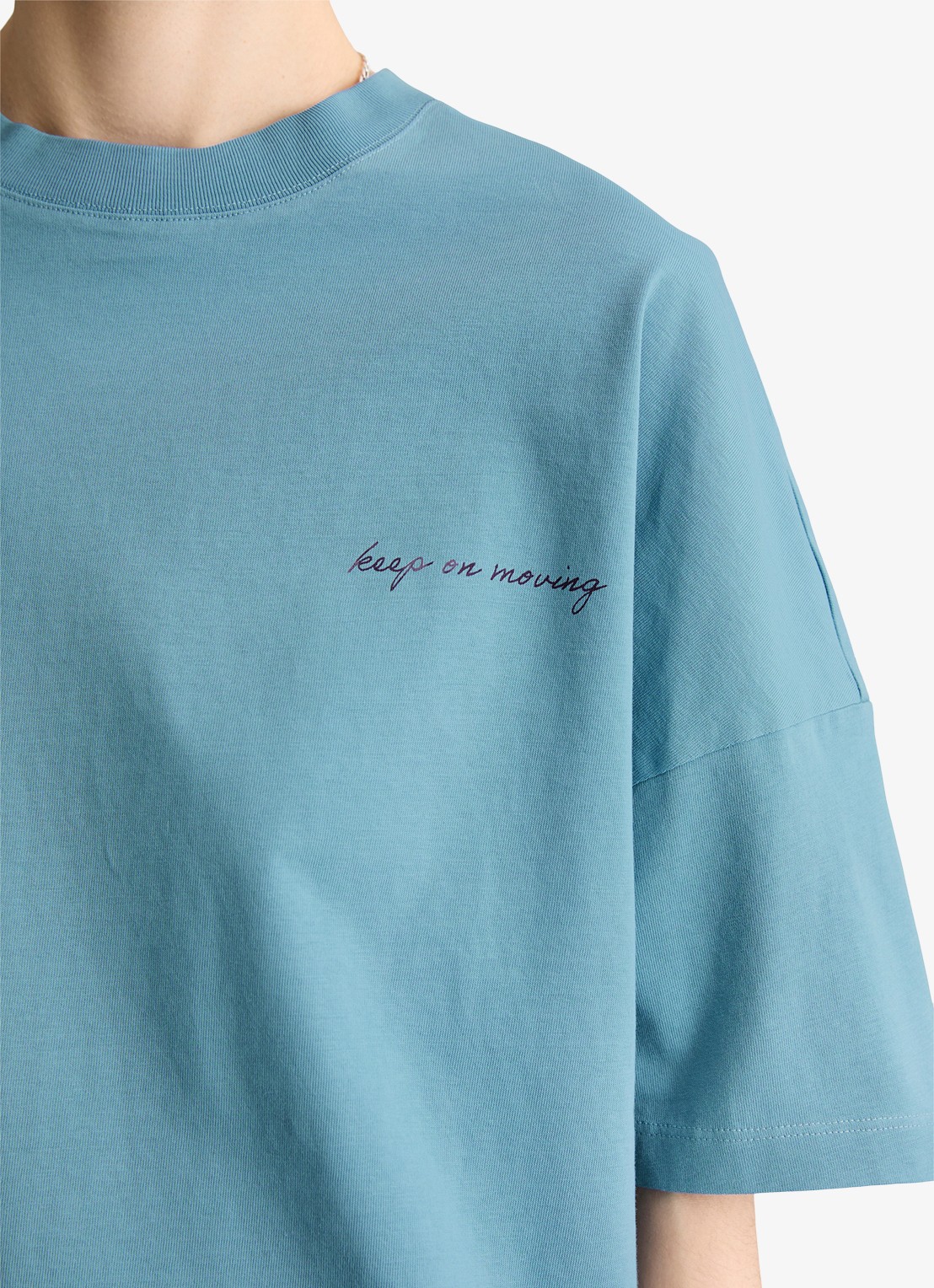 Marc O'Polo Denim T-shirt met logo- en backprint - detail 5 blue dawn/5429