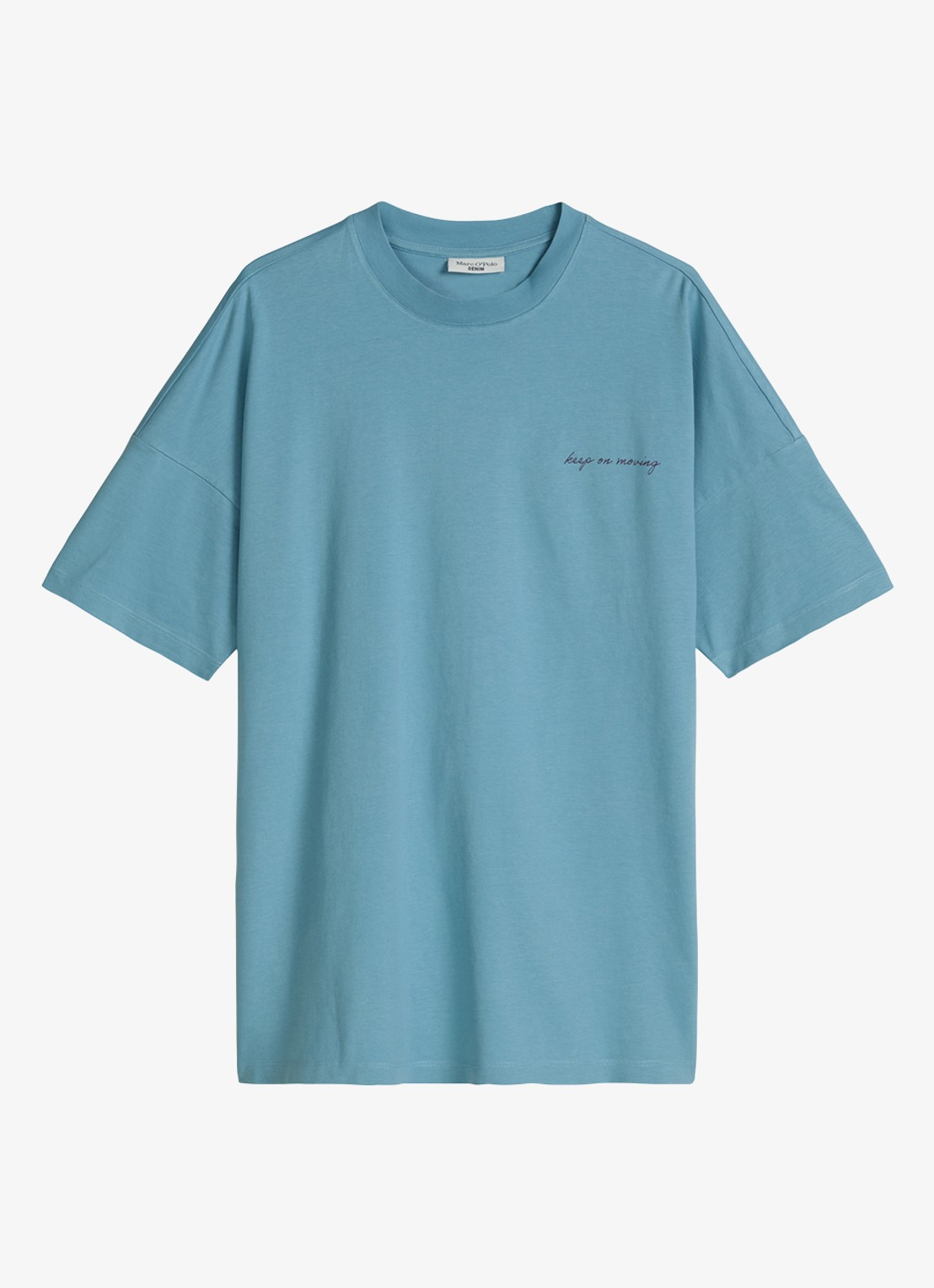 Marc O'Polo Denim T-shirt met logo- en backprint - voorkant blue dawn/5429