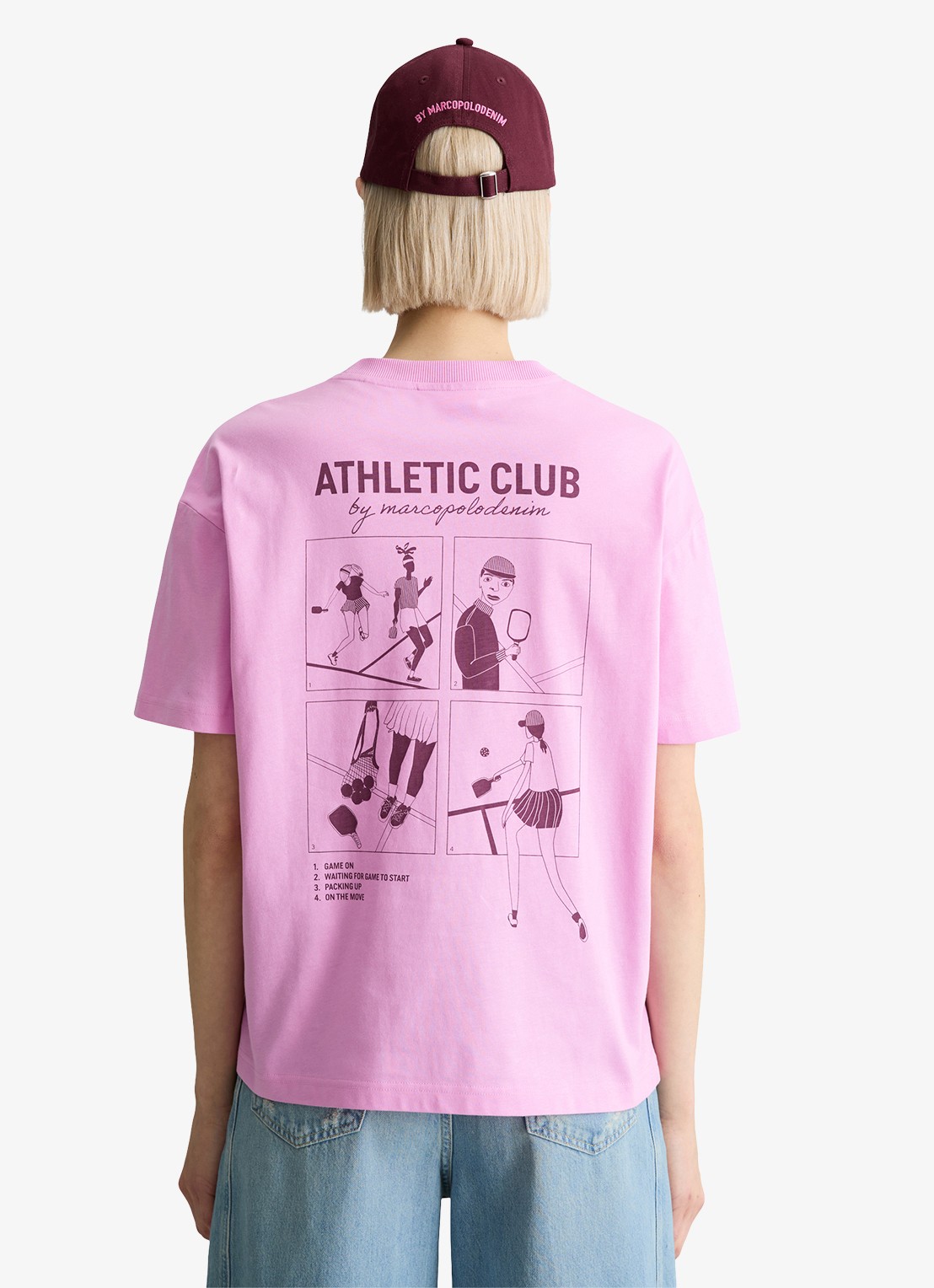 Marc O'Polo Denim T-shirt met logo- en backprint - achterkant 3 pale bubblegum/8205