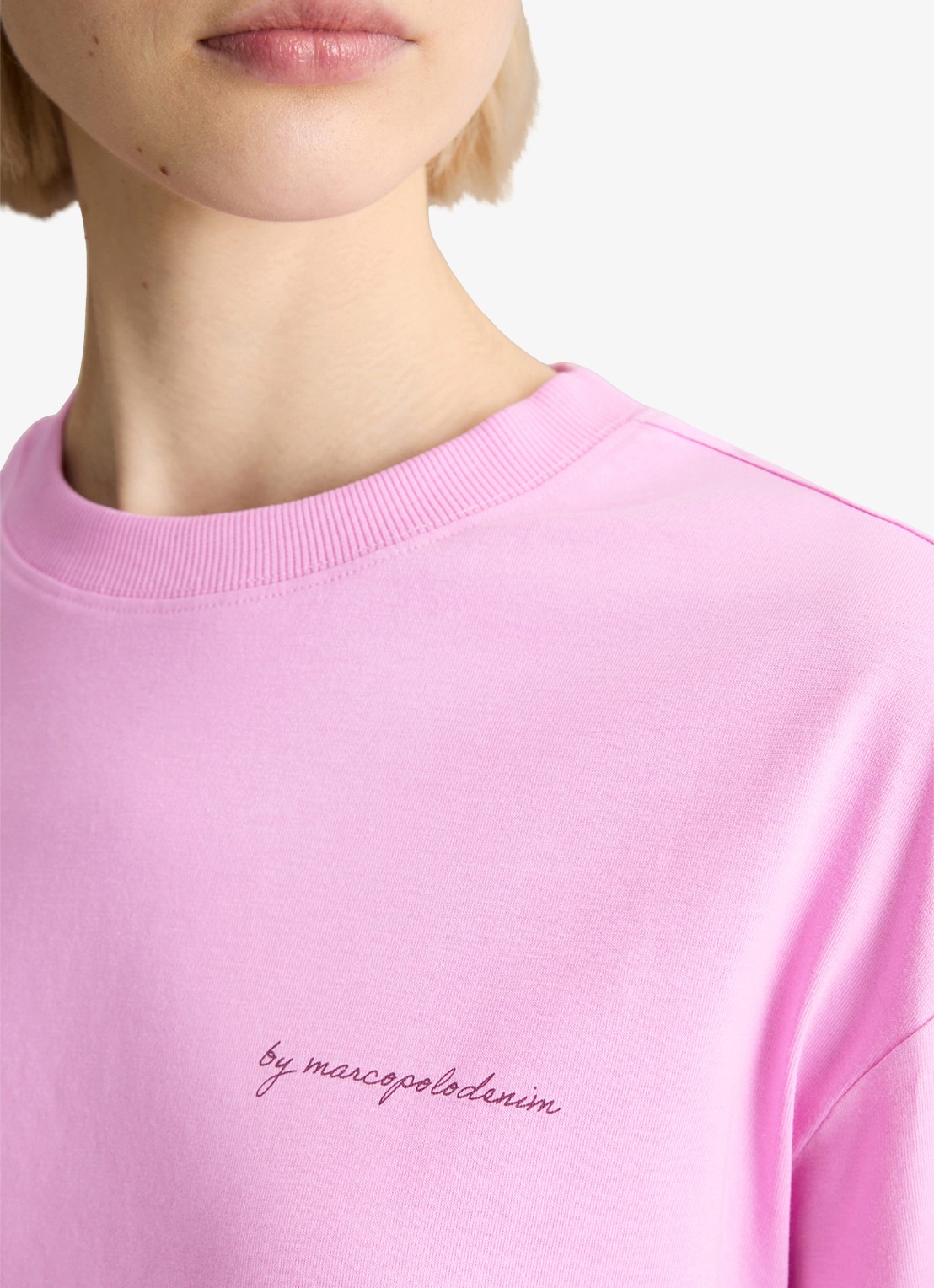 Marc O'Polo Denim T-shirt met logo- en backprint - detail 2 pale bubblegum/8205