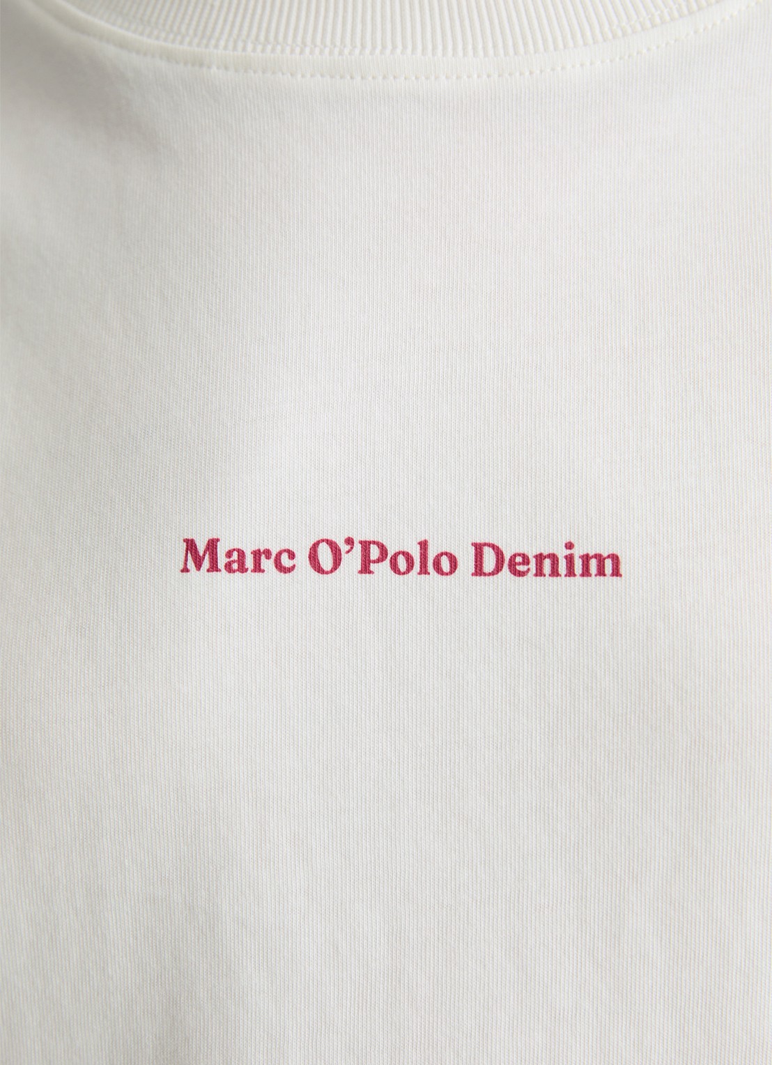 Marc O'Polo Denim T-shirt met logo- en backprint - detail 5 donkerrood