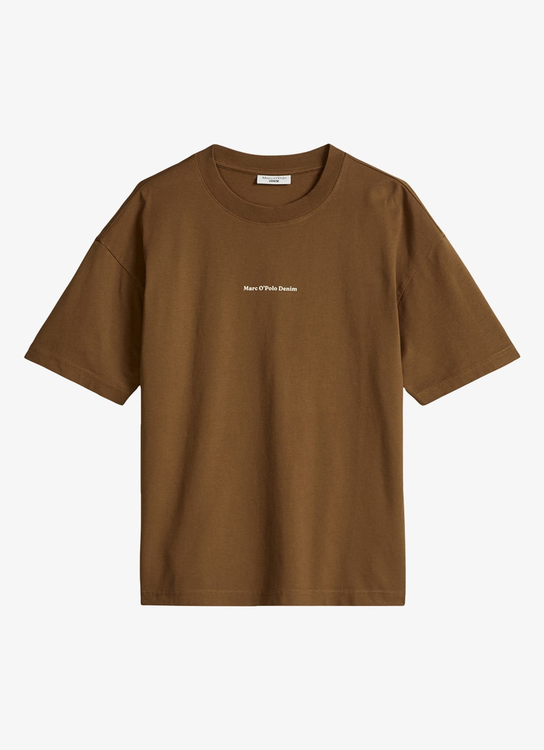 Marc O'Polo Denim T-shirt met logo- en backprint - voorkant 4 bruin