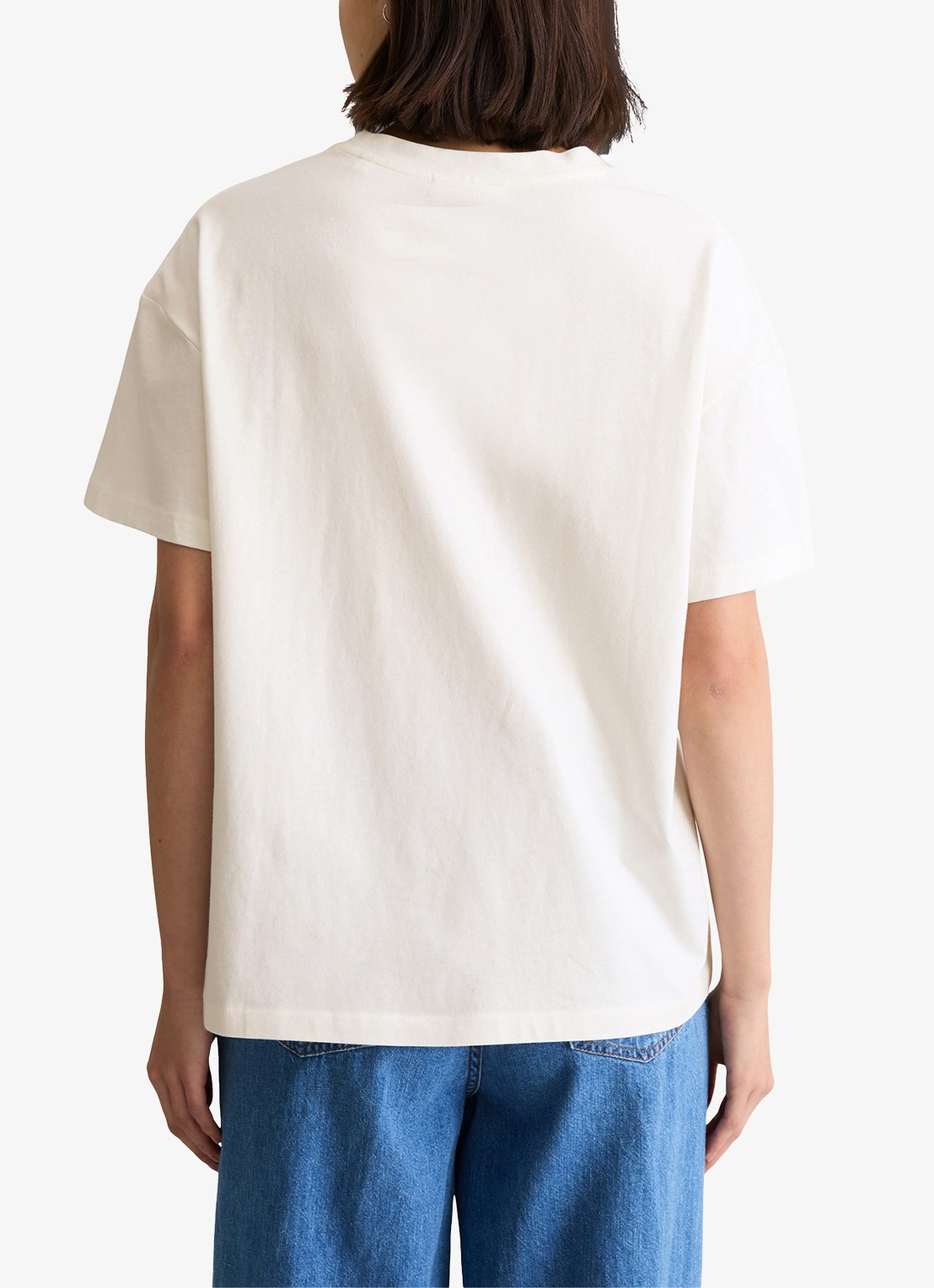 Marc O'Polo Denim T-shirt met logo en ronde hals  - achterkant wit