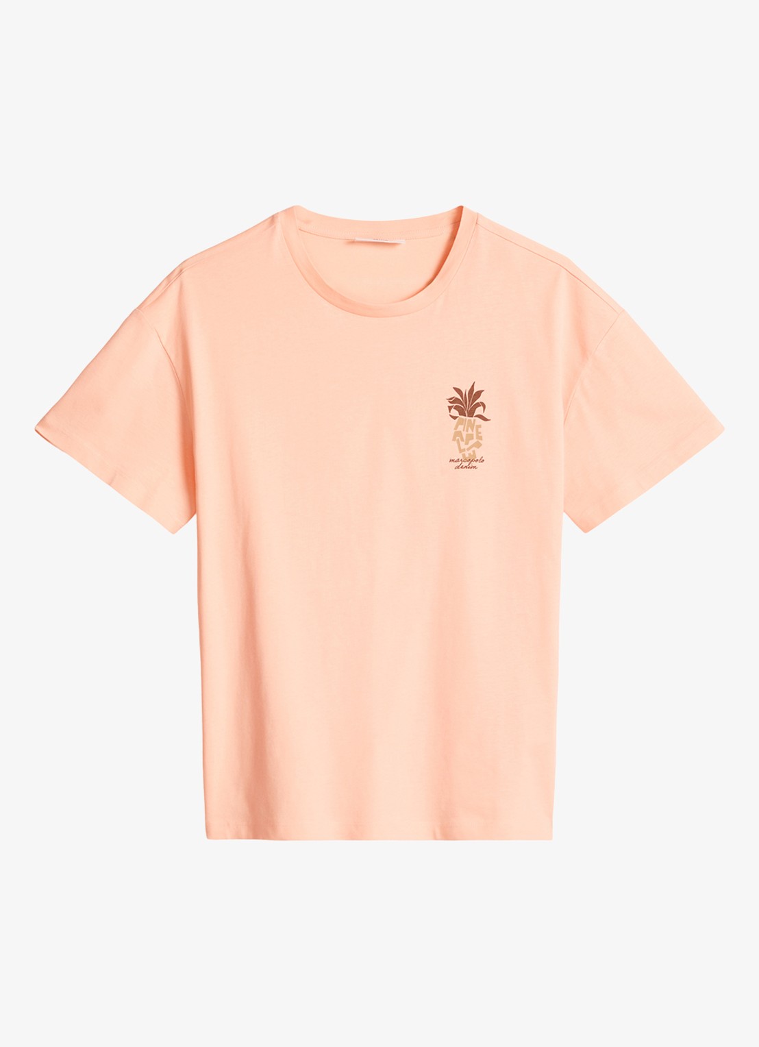 Marc O'Polo Denim T-shirt met logo en ronde hals  - voorkant 4 zalmroze