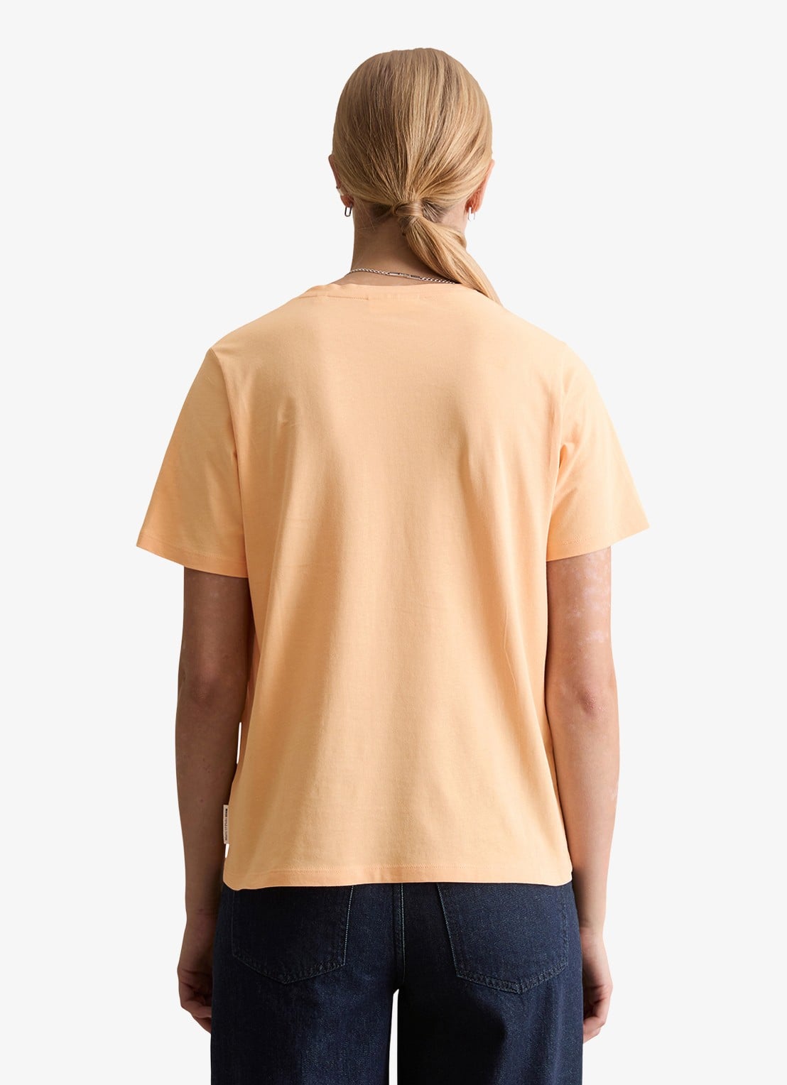 Marc O'Polo Denim T-shirt met logo - achterkant 3 abrikoos