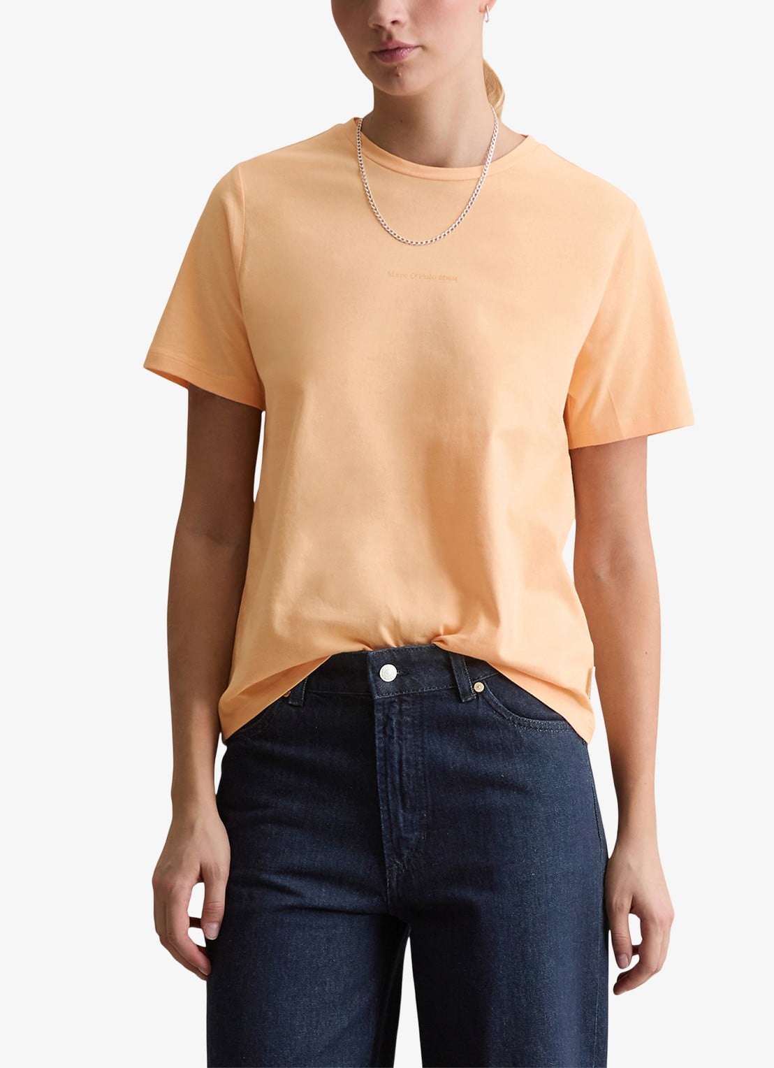 Marc O'Polo Denim T-shirt met logo - detail 4 abrikoos