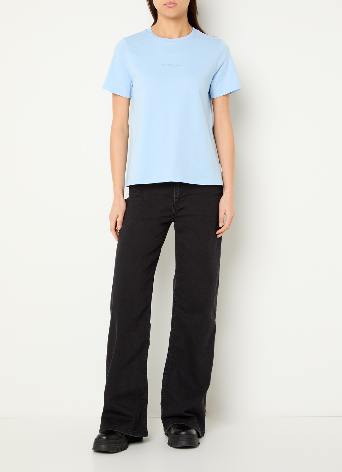 Marc O'Polo Denim T-shirt met logo - voorkant 4 blauw