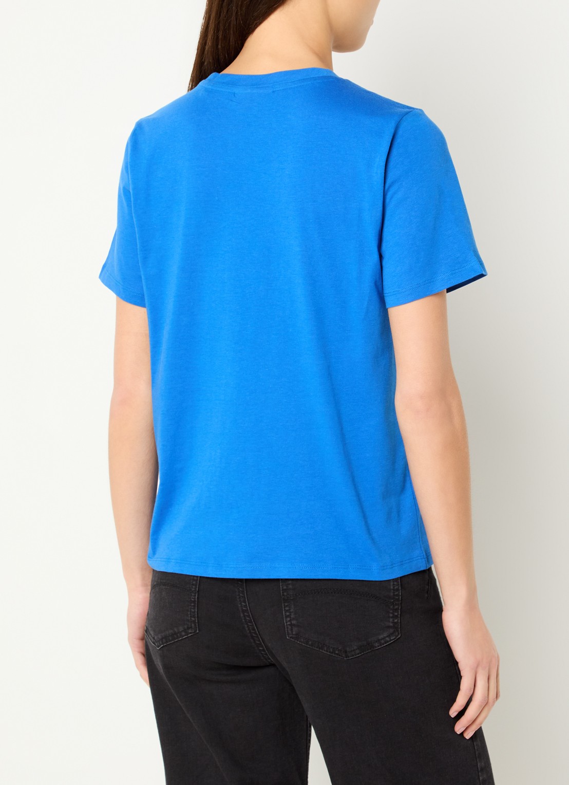 Marc O'Polo Denim T-shirt met logo - achterkant kobaltblauw