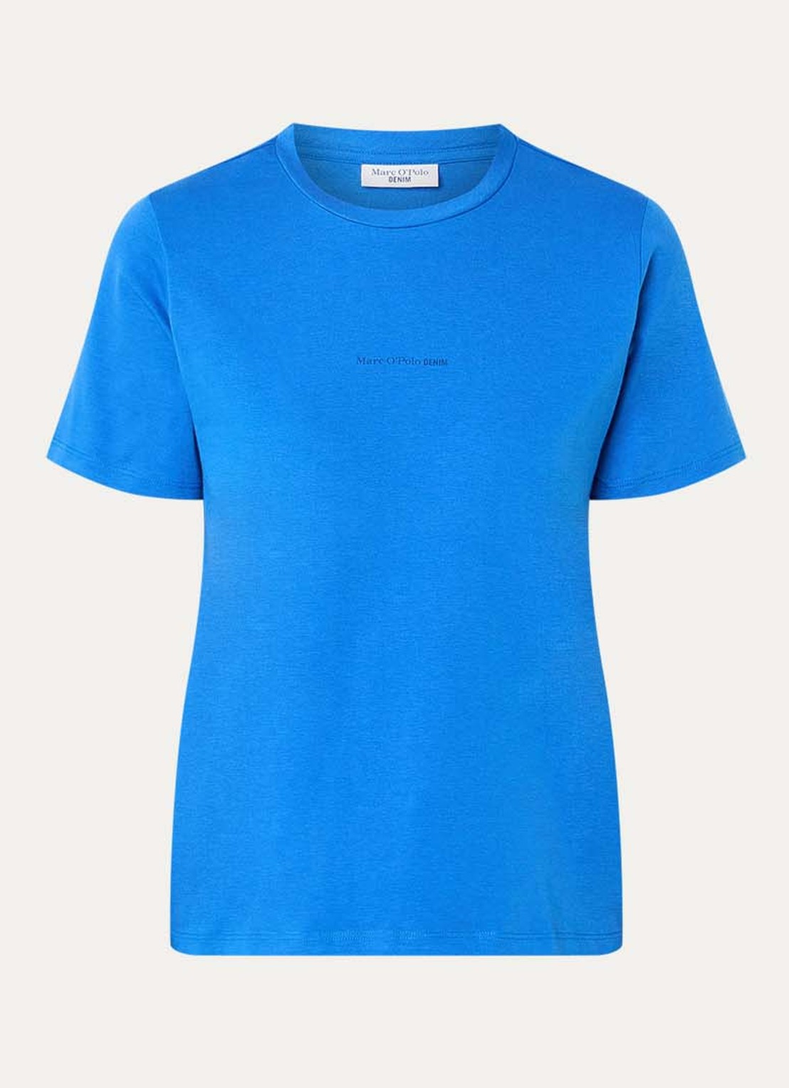 Marc O'Polo Denim T-shirt met logo - voorkant 3 kobaltblauw