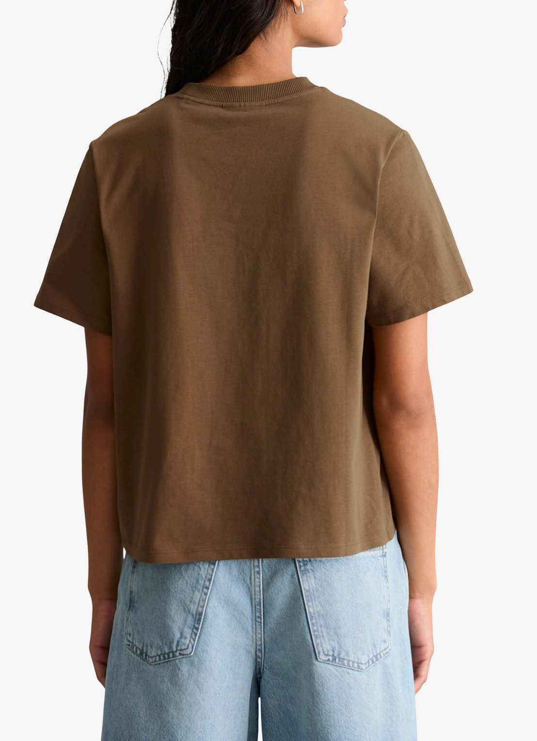 Marc O'Polo Denim T-shirt met logo - achterkant 5 umbra brown-1624 / bruin