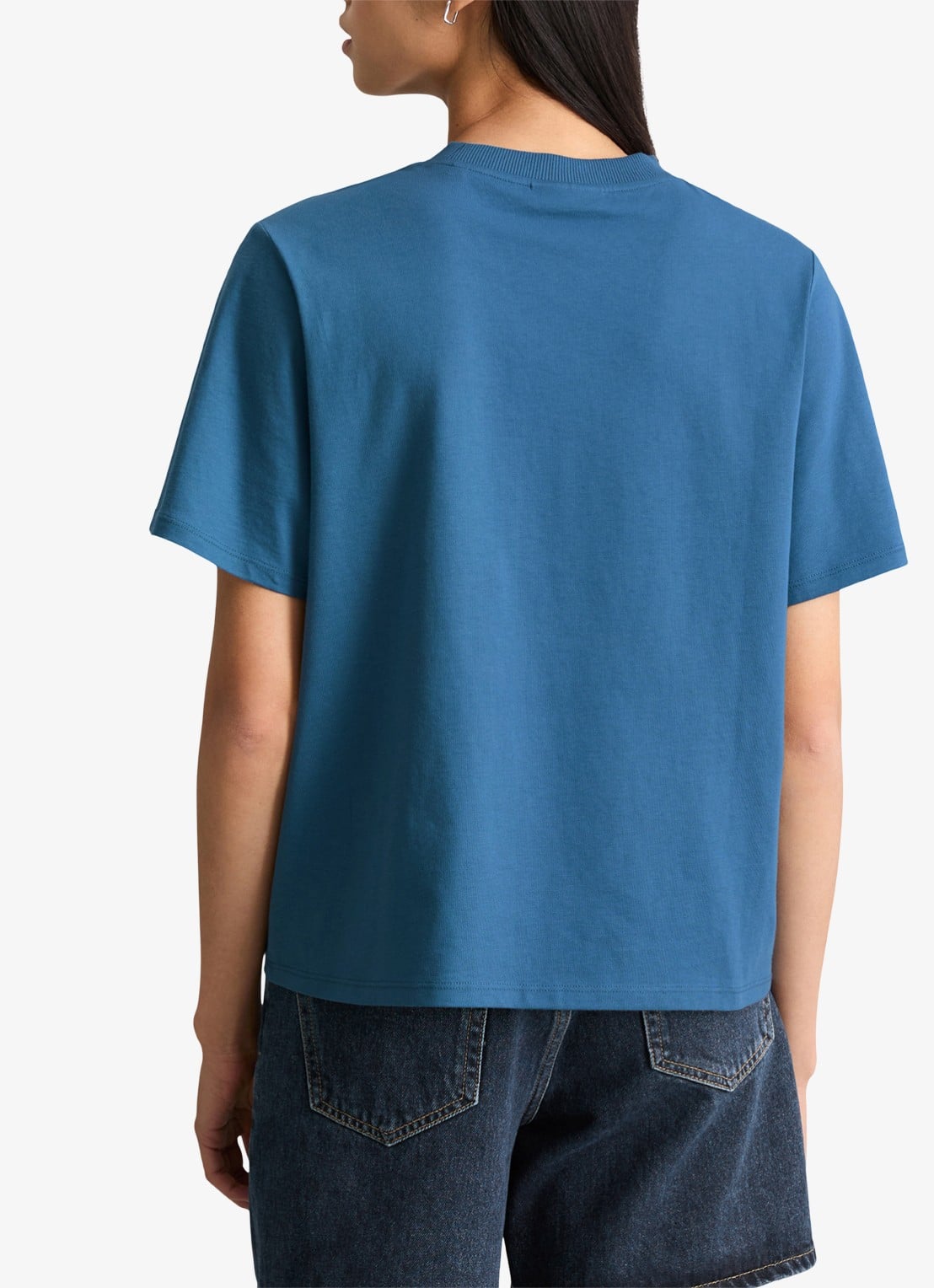 Marc O'Polo Denim T-shirt met logo - achterkant 5 medium blue 4671-4671 / blauw