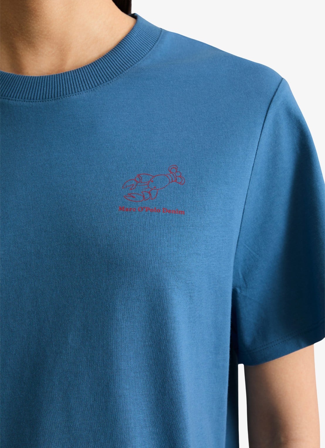 Marc O'Polo Denim T-shirt met logo - detail 2 medium blue 4671-4671 / blauw