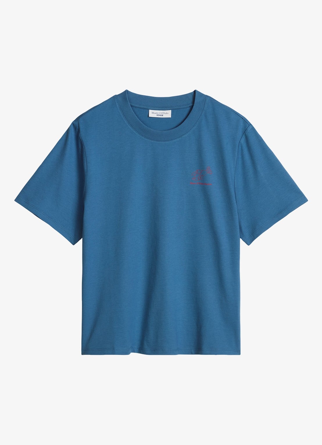 Marc O'Polo Denim T-shirt met logo - voorkant 3 medium blue 4671-4671 / blauw