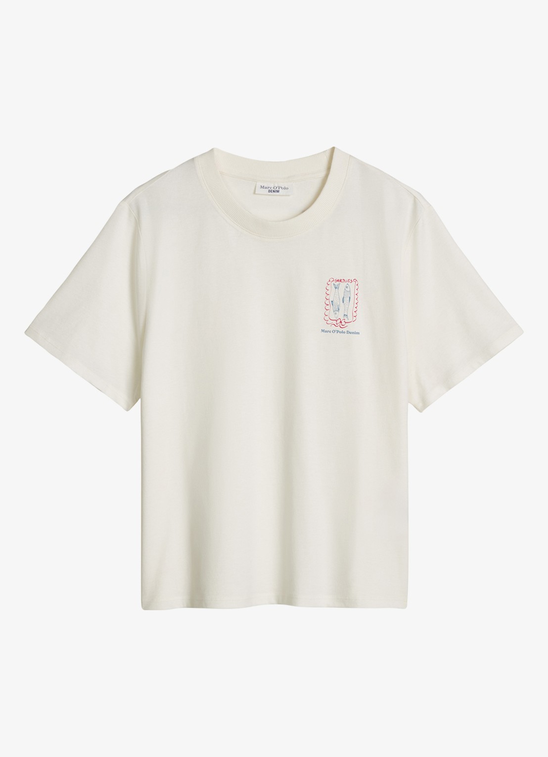 Marc O'Polo Denim T-shirt met logo - voorkant 2 silky white-1183 / wit