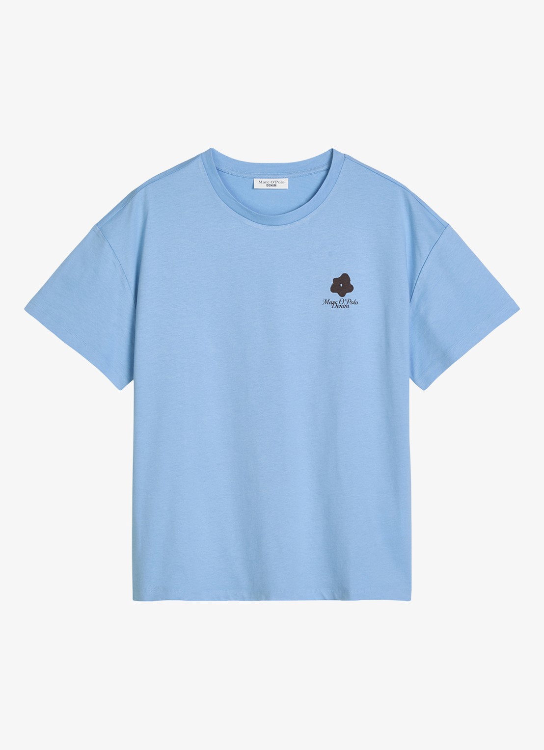Marc O'Polo Denim T-shirt met logo - voorkant medium blue 4840-4840 / blauw