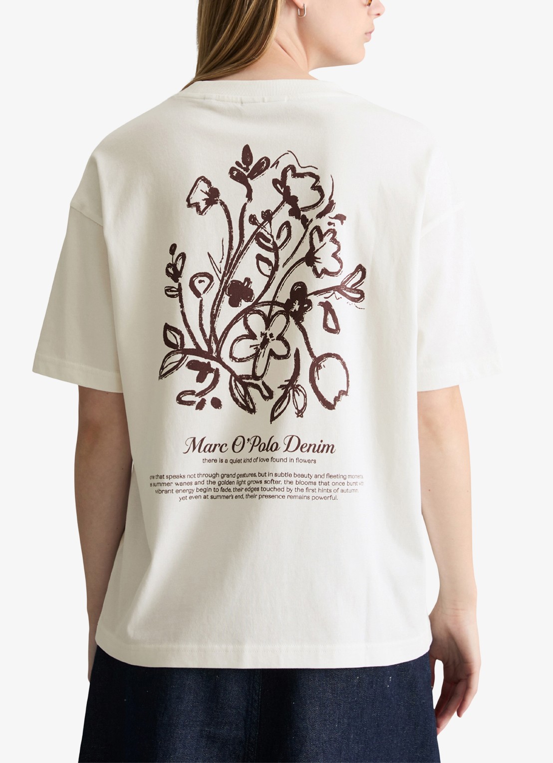 Marc O'Polo Denim T-shirt met logo - achterkant 5 silky white-1183 / wit