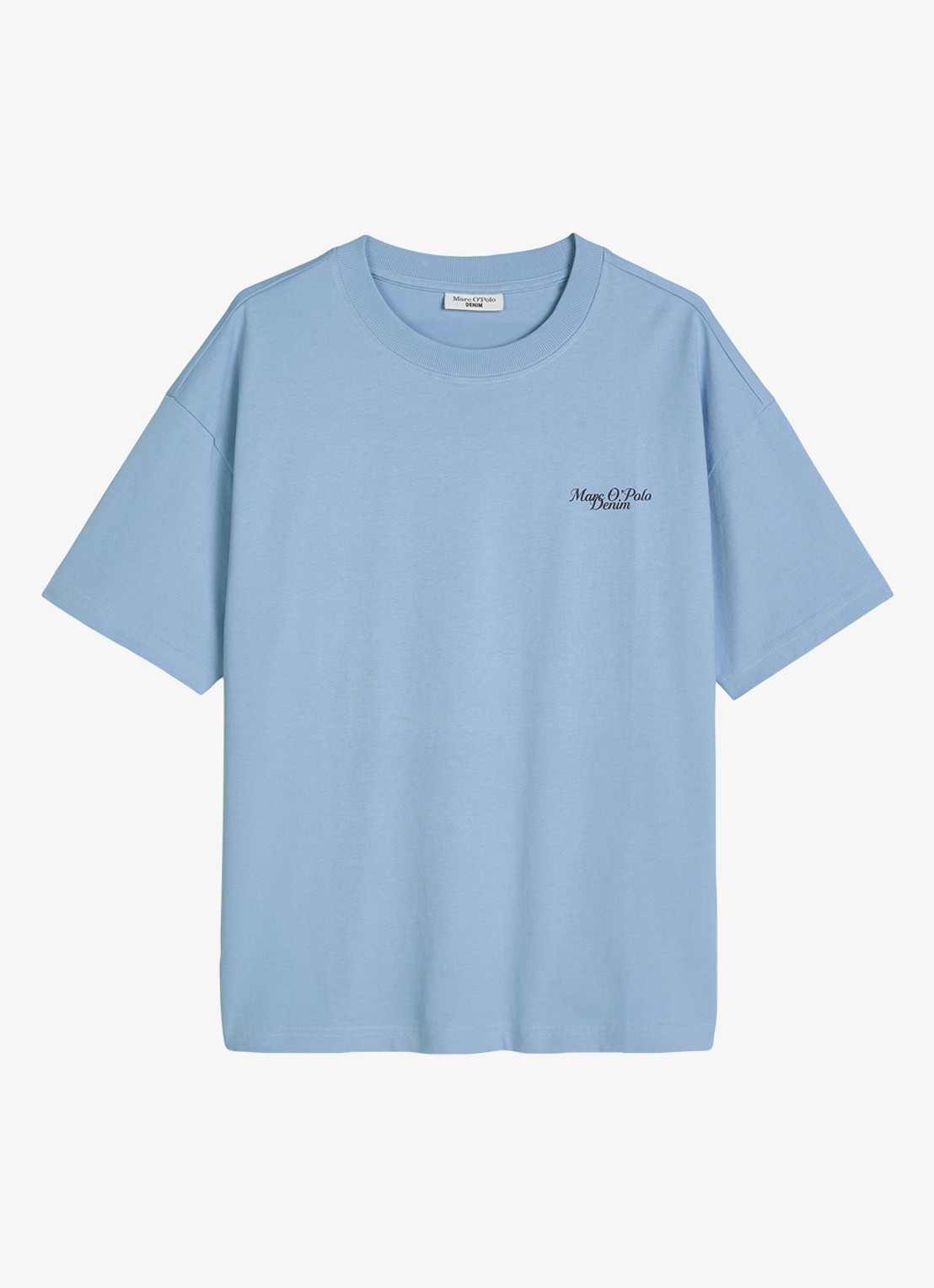 Marc O'Polo Denim T-shirt met logo - voorkant medium blue 4840-4840 / blauw