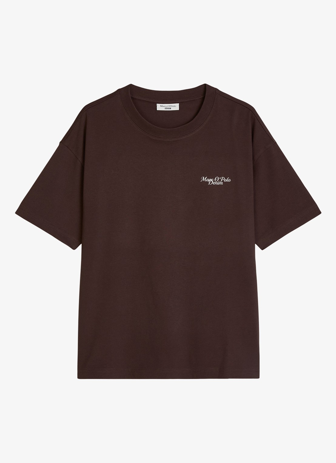 Marc O'Polo Denim T-shirt met logo - voorkant 3 burnt aubergine-6929 / paars