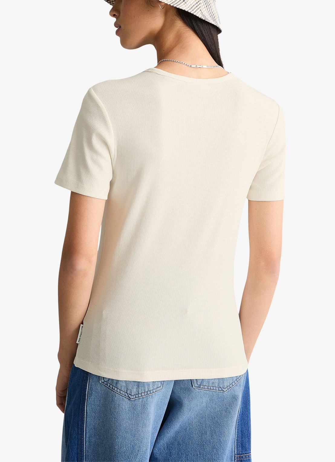 Marc O'Polo Denim T-shirt met ronde hals - achterkant 3 creme