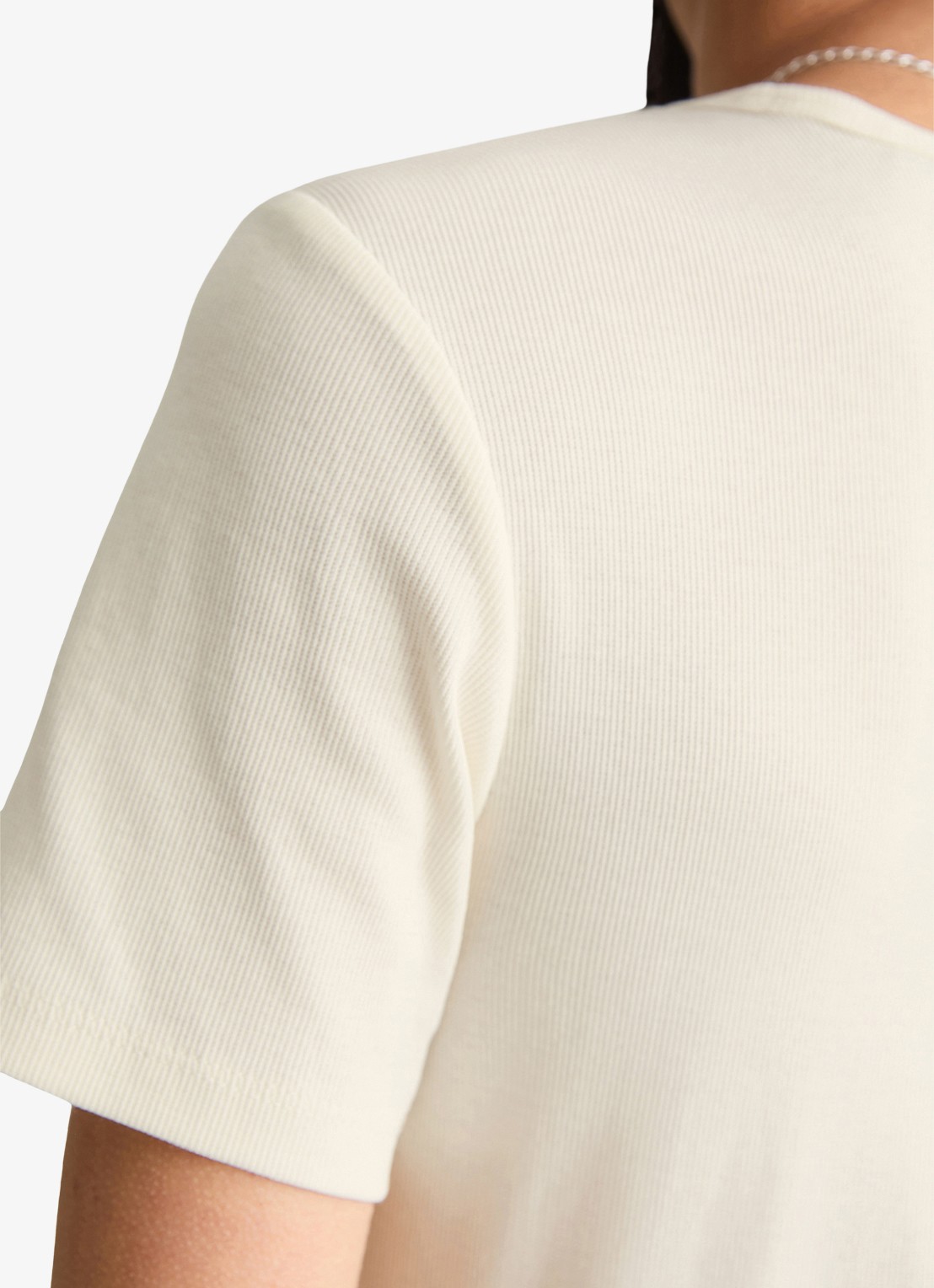 Marc O'Polo Denim T-shirt met ronde hals - detail 5 creme