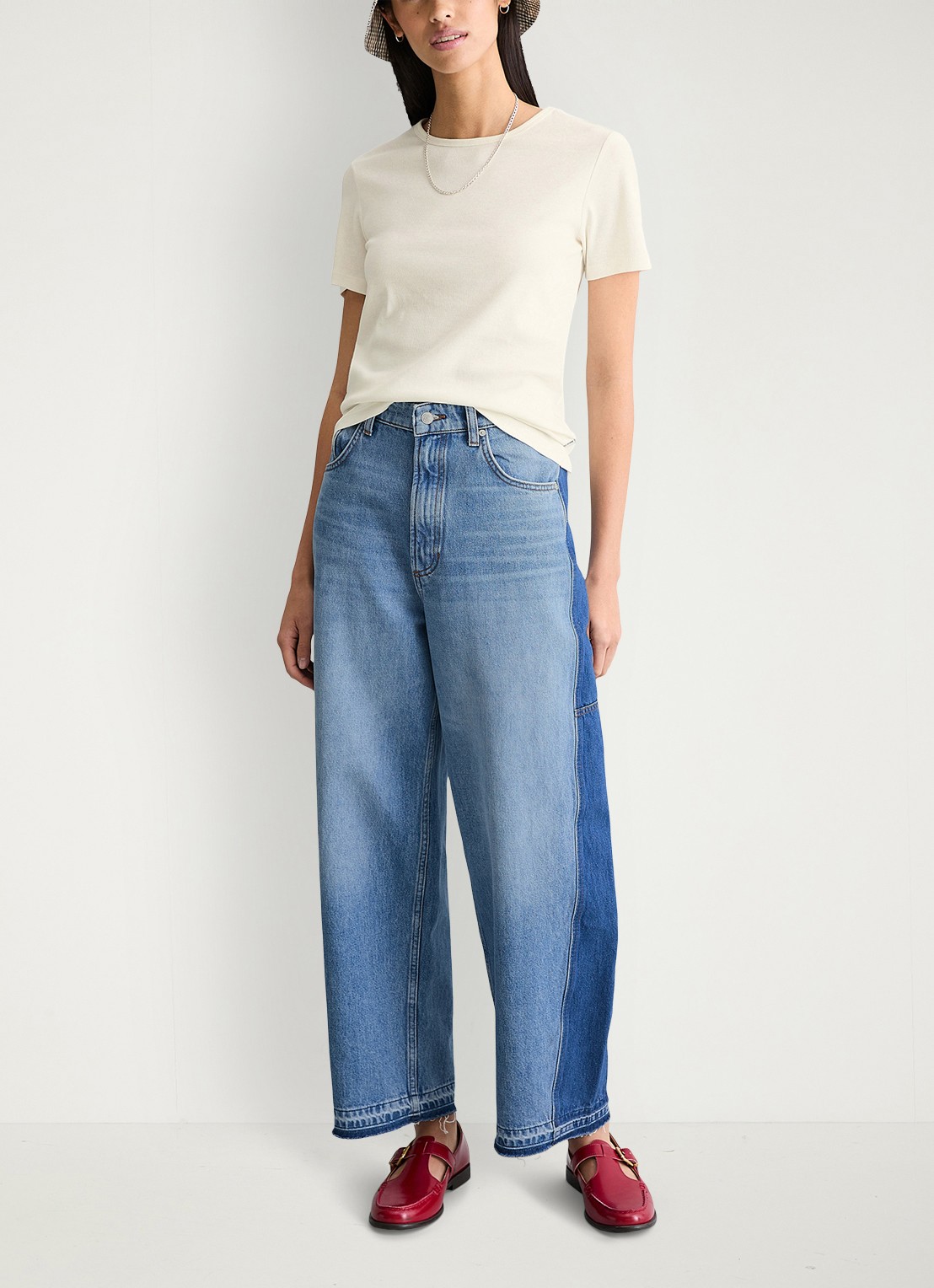 Marc O'Polo Denim T-shirt met ronde hals - voorkant 2 creme