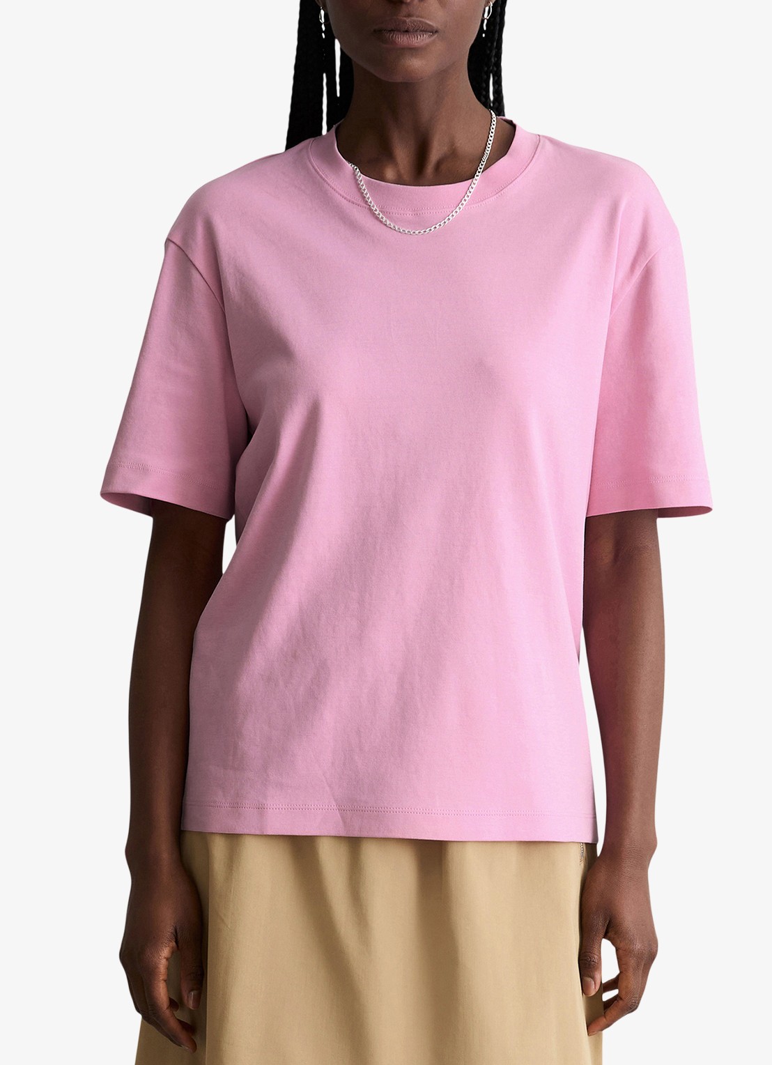 Marc O'Polo Denim T-shirt met ronde hals - detail 2 pale bubblegum/8205