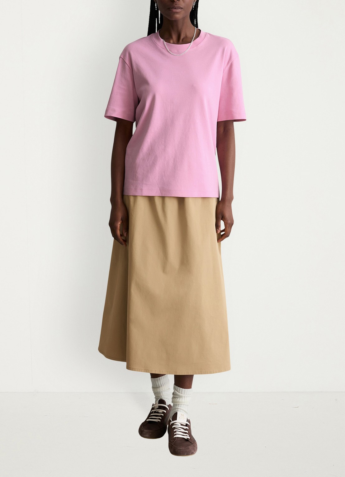 Marc O'Polo Denim T-shirt met ronde hals - voorkant 5 pale bubblegum/8205