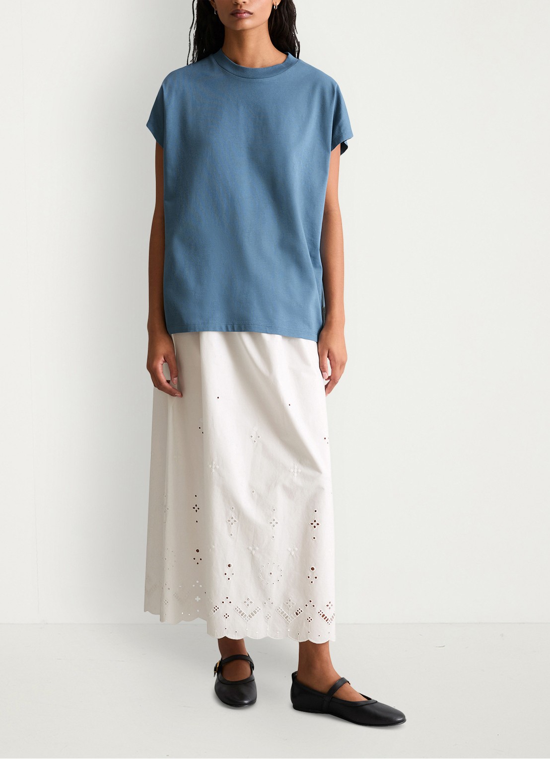 Marc O'Polo Denim T-shirt met ronde hals - voorkant 3 medium blue 4671-4671 / blauw