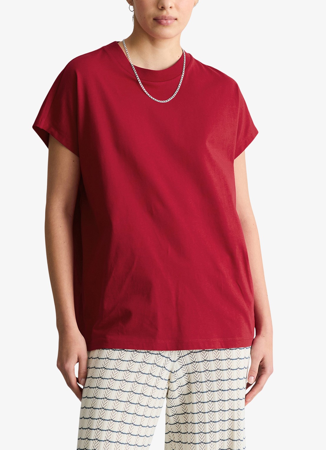Marc O'Polo Denim T-shirt met ronde hals - detail vivid cherry-6882 / rood