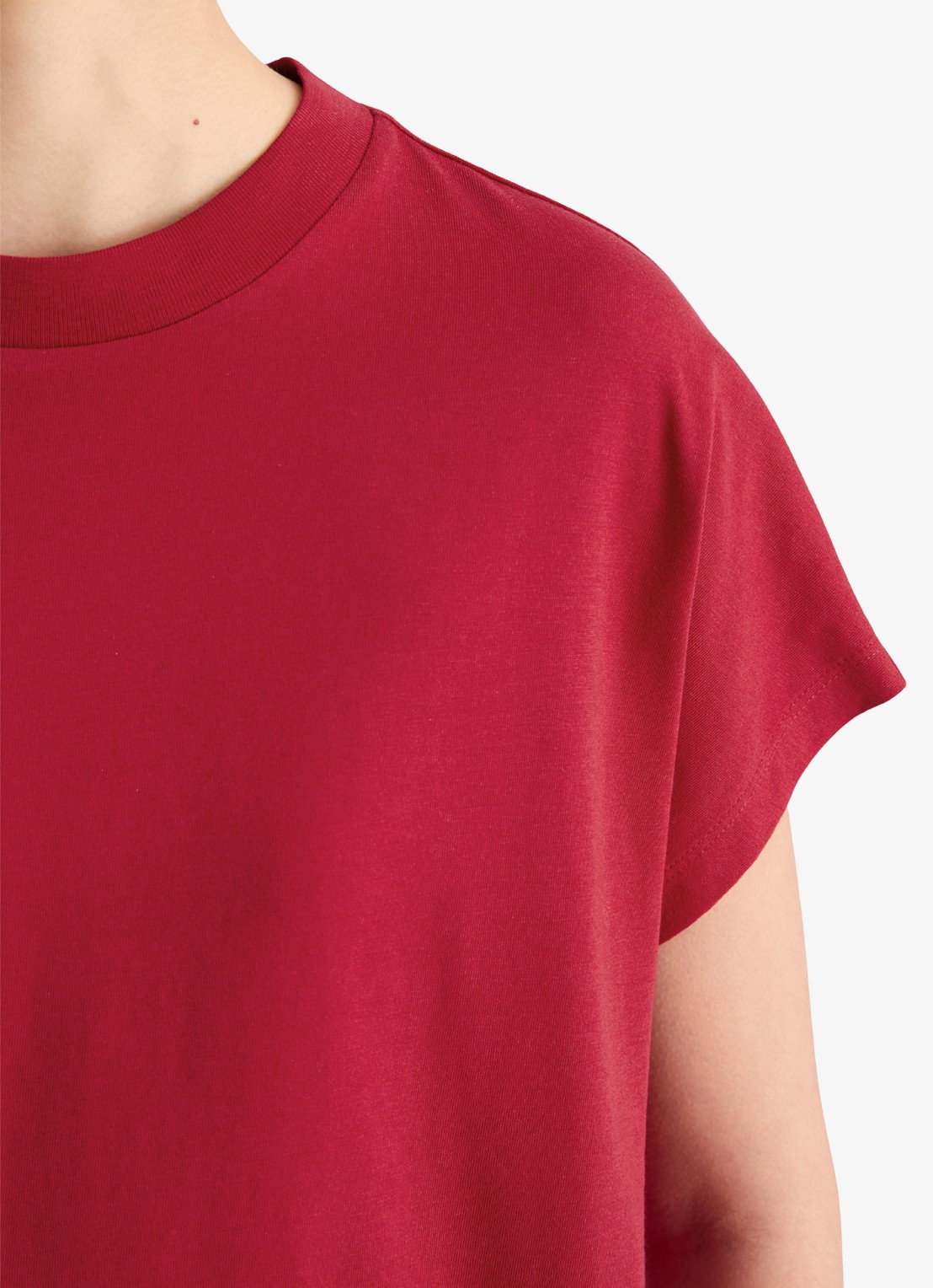 Marc O'Polo Denim T-shirt met ronde hals - detail 2 vivid cherry-6882 / rood