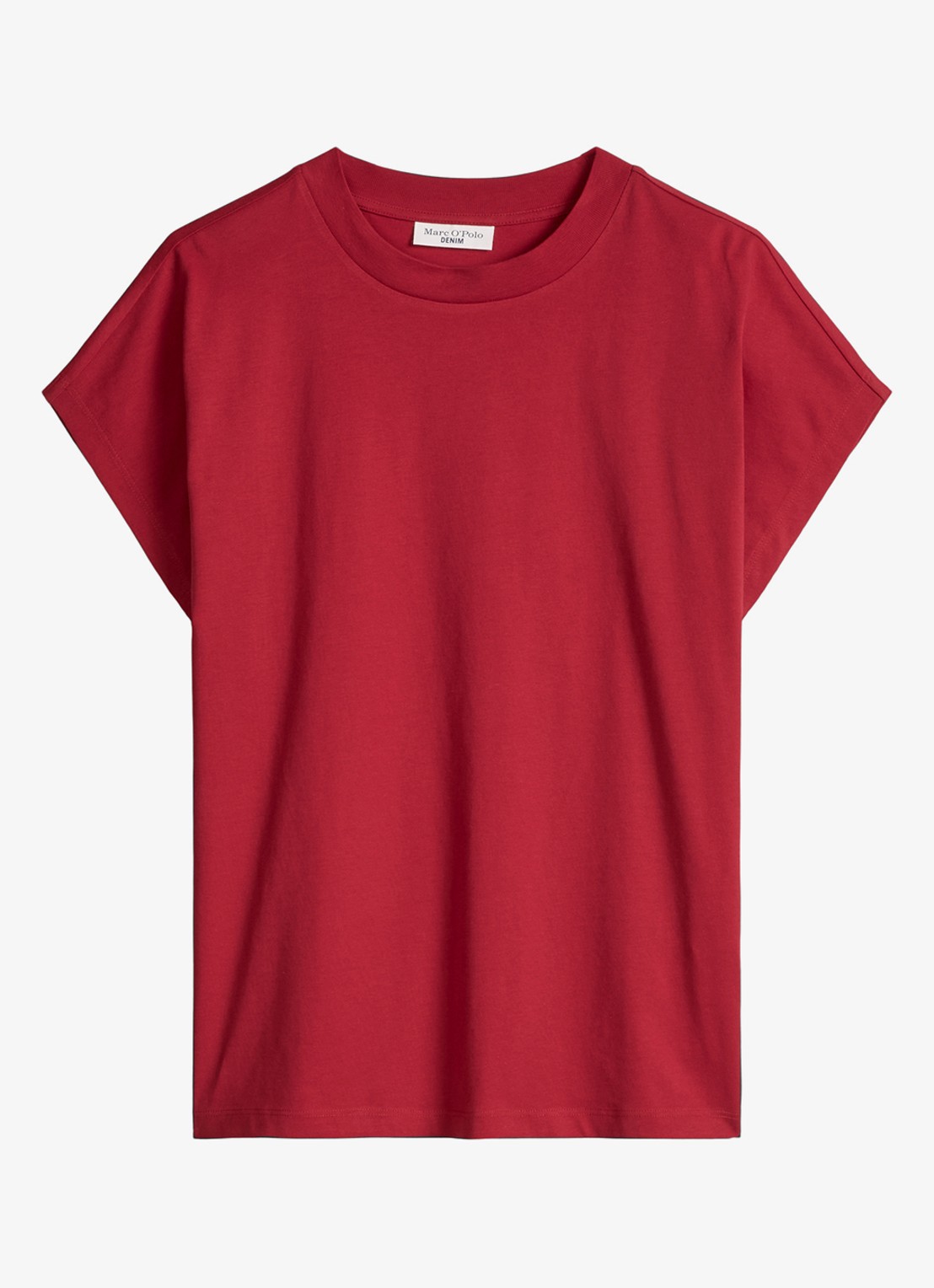 Marc O'Polo Denim T-shirt met ronde hals - voorkant 3 vivid cherry-6882 / rood