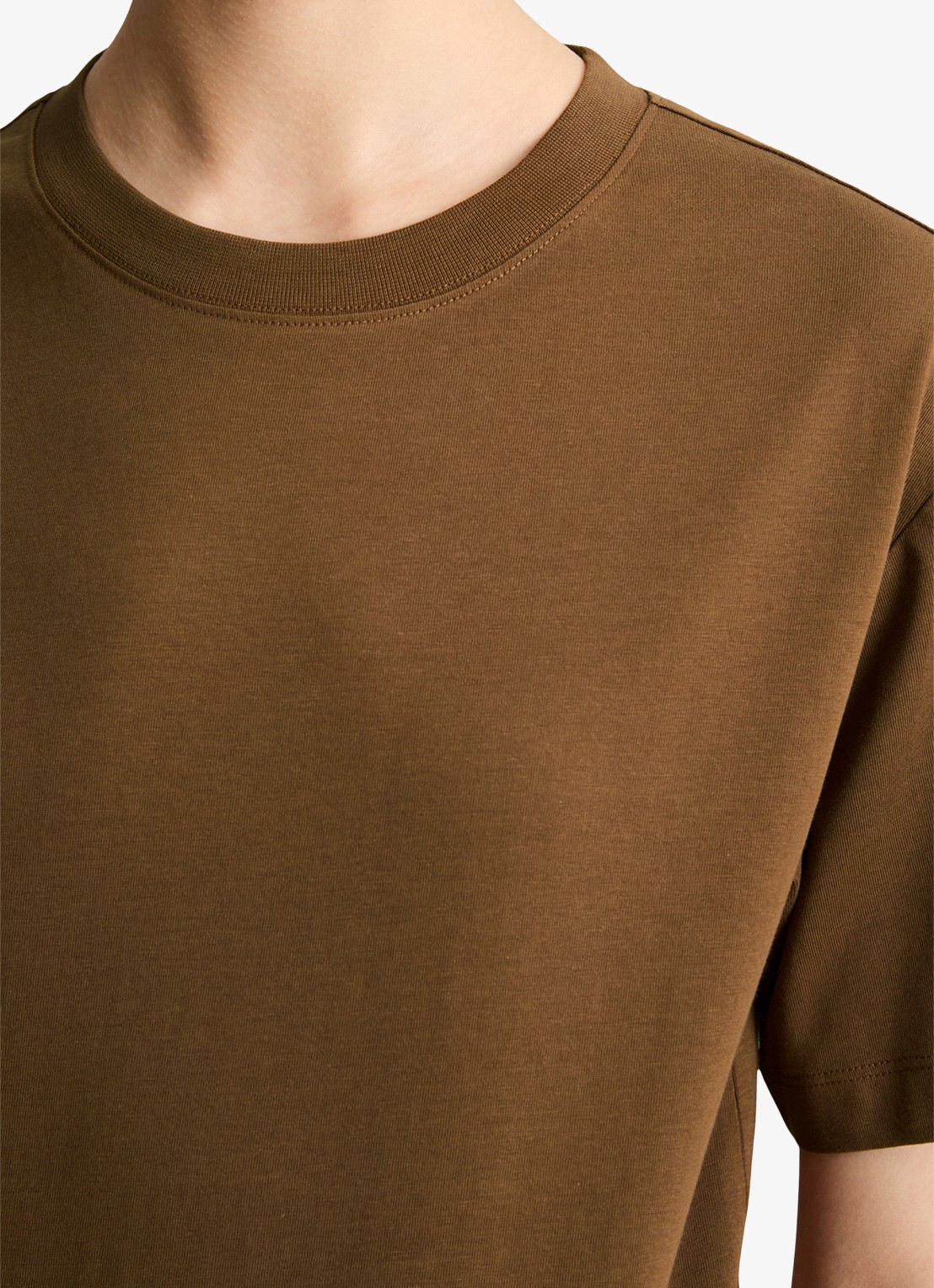 Marc O'Polo Denim T-shirt met ronde hals - detail 4 umbra brown-1624 / bruin