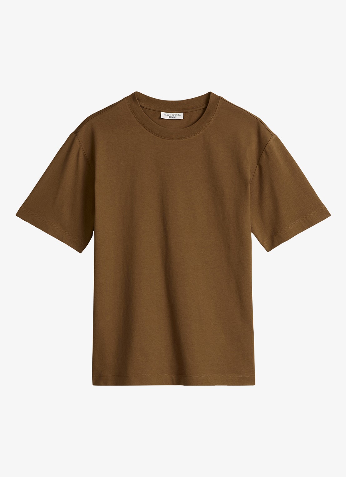 Marc O'Polo Denim T-shirt met ronde hals - voorkant umbra brown-1624 / bruin