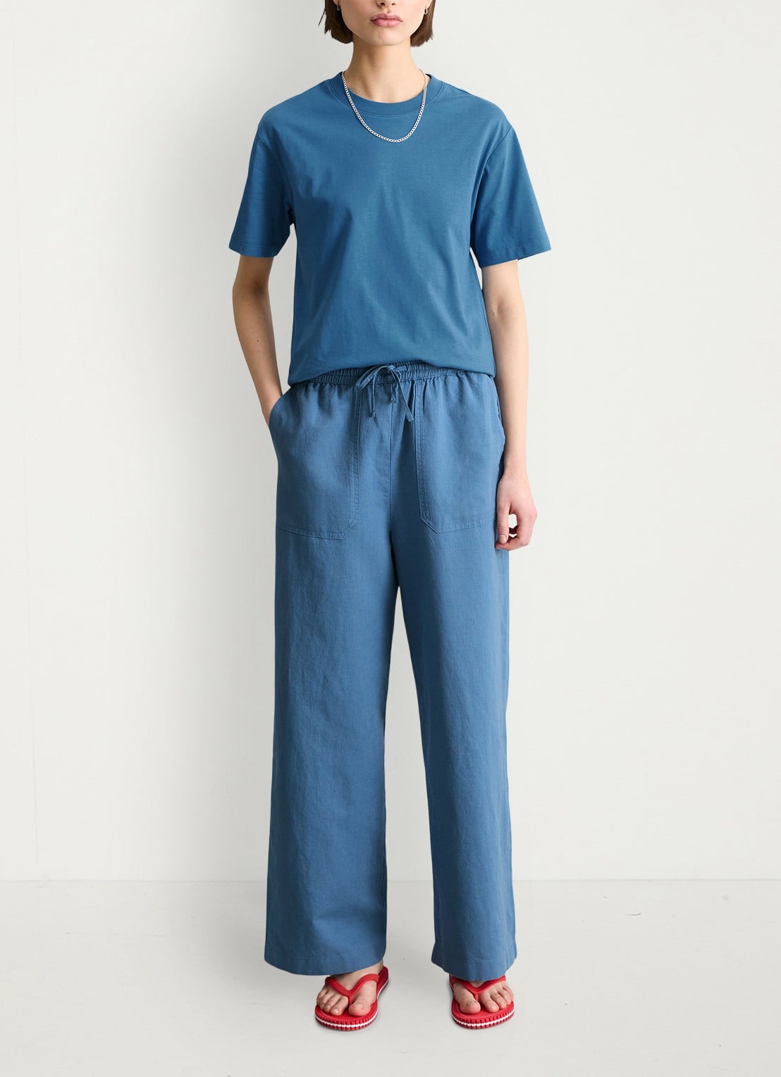 Marc O'Polo Denim T-shirt met ronde hals - voorkant 2 medium blue 4671-4671 / blauw