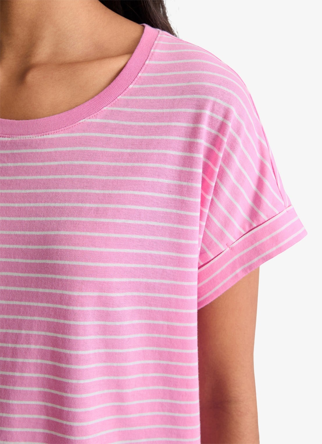 Marc O'Polo Denim T-shirt met streepprint en ronde hals - detail 2 light pink/8375