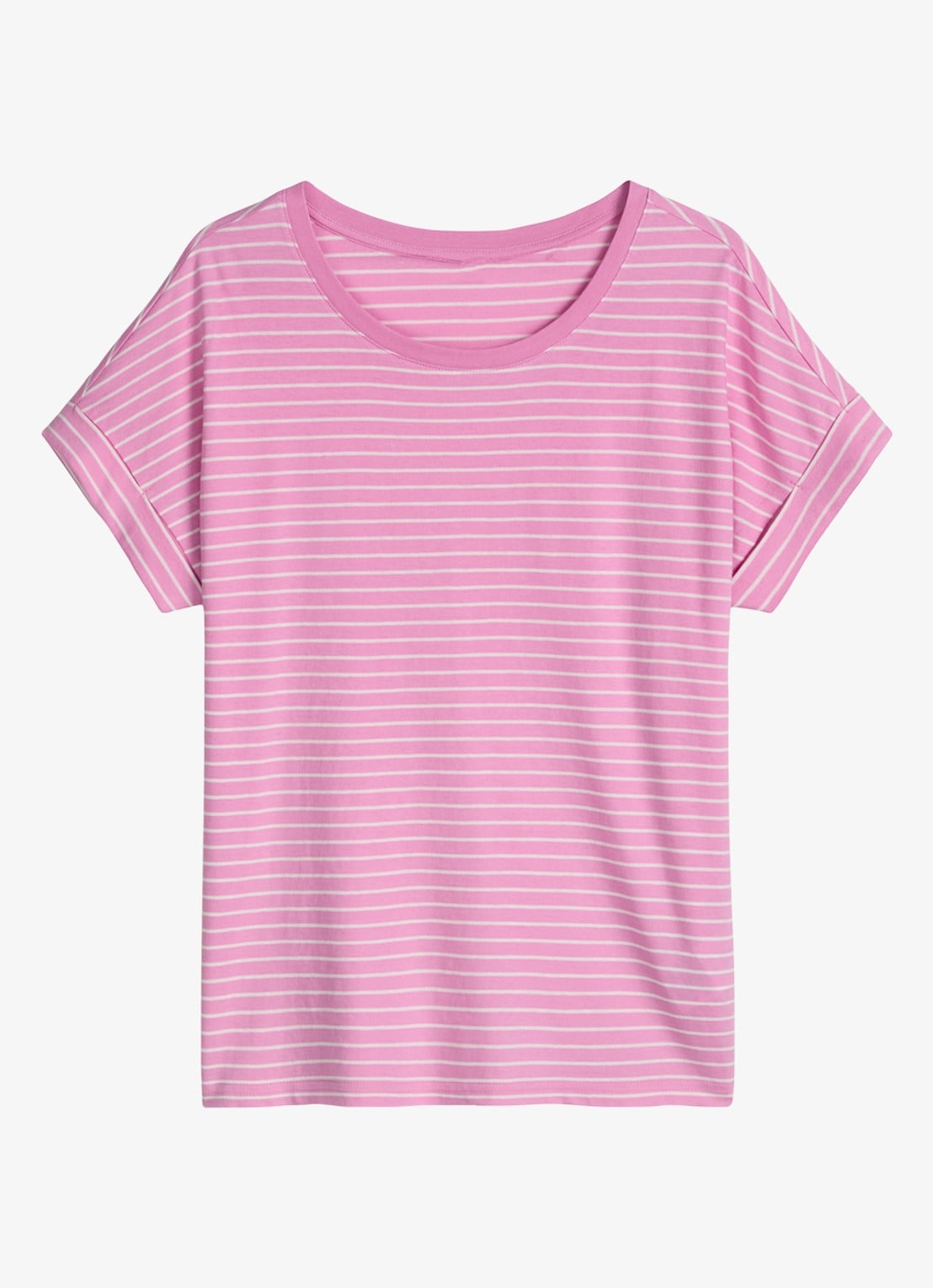 Marc O'Polo Denim T-shirt met streepprint en ronde hals - voorkant 3 light pink/8375