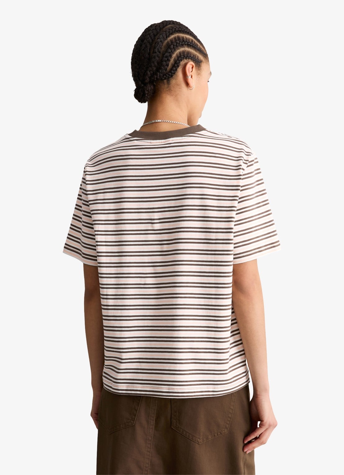 Marc O'Polo Denim T-shirt met streepprint  - achterkant bruin