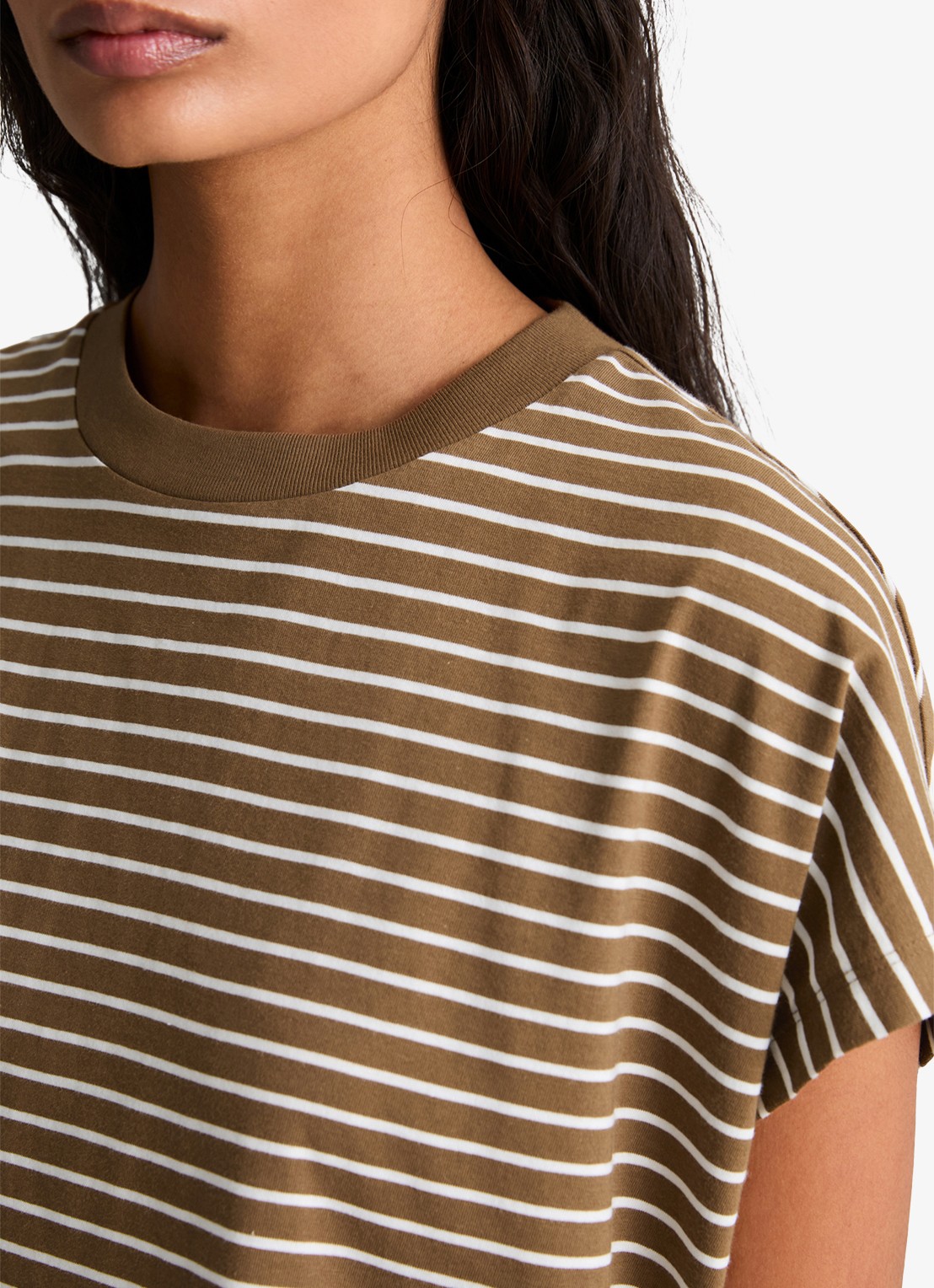 Marc O'Polo Denim T-shirt met streepprint - detail 4 medium brownmulti06-1842 / bruin