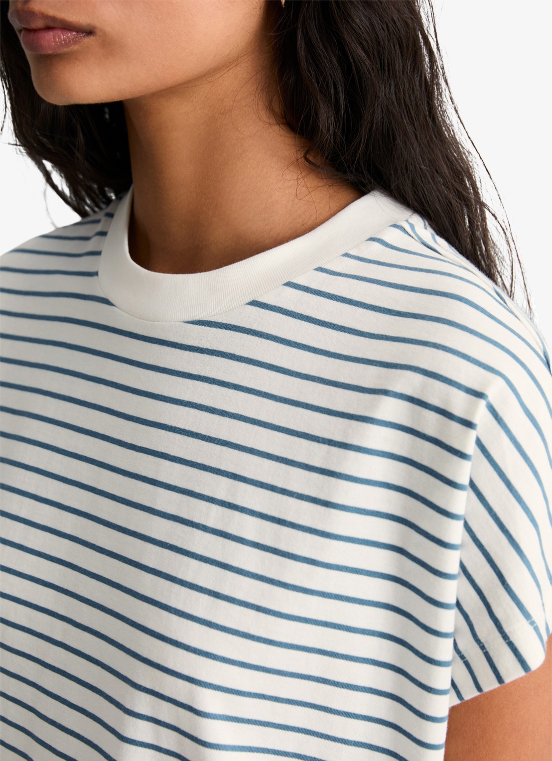 Marc O'Polo Denim T-shirt met streepprint - detail 5 blauw