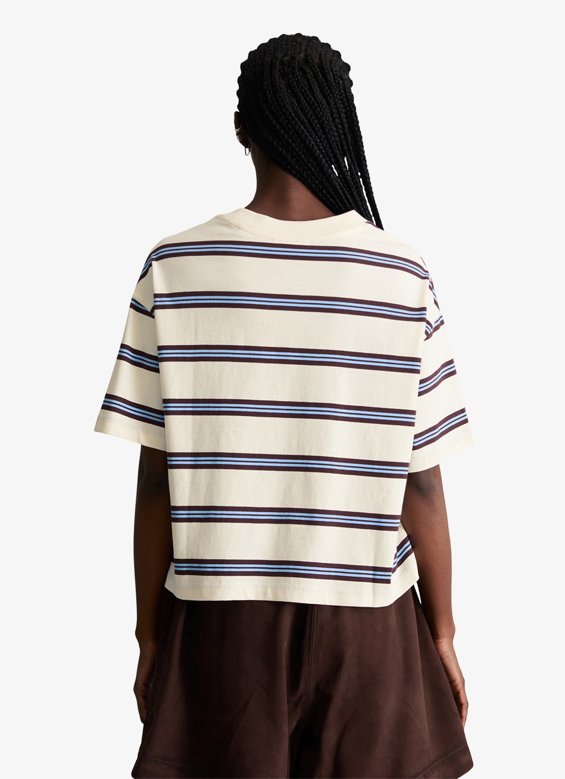 Marc O'Polo Denim T-shirt met streepprint - achterkant 3 offwhite_multi_01-1257 / wit