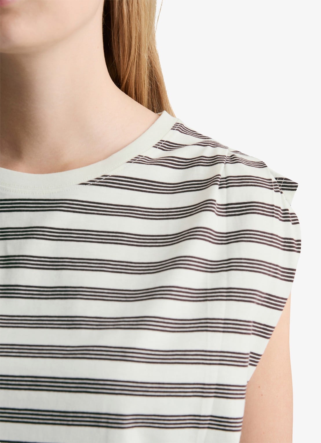 Marc O'Polo Denim T-shirt met streepprint - detail 3 offwhite_multi_07-1263 / wit