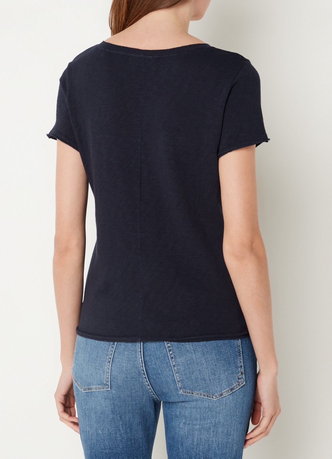 Marc O'Polo Denim T-shirt met V-hals - achterkant 4 blauw