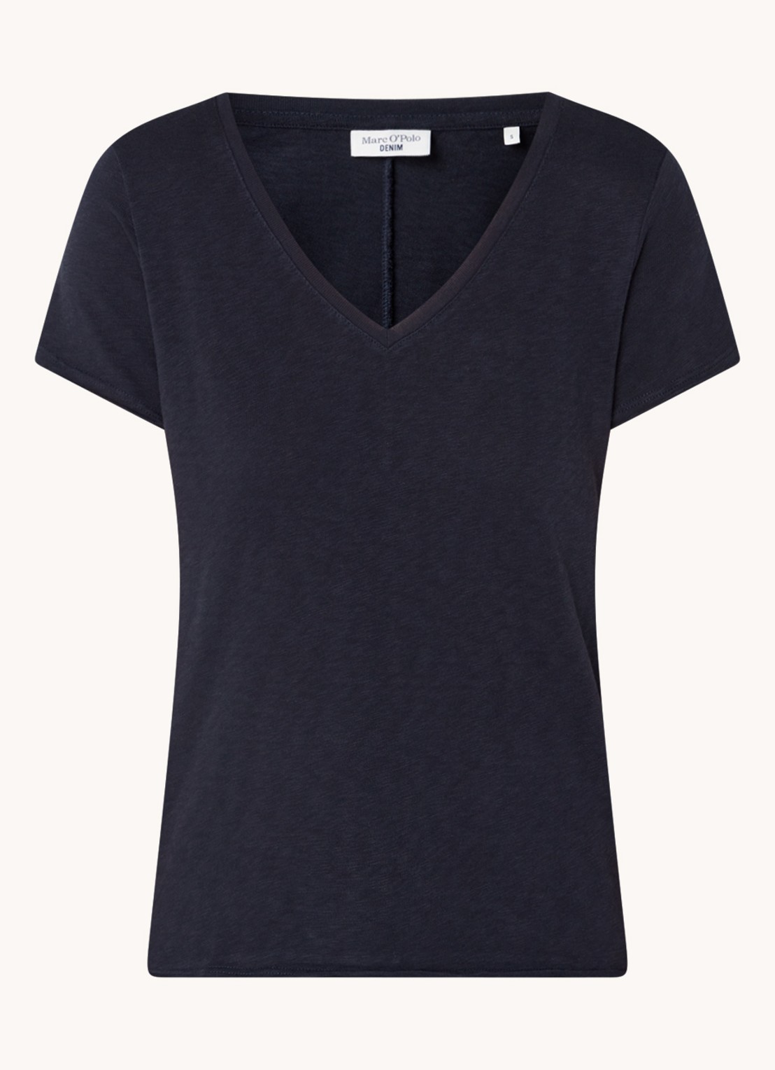 Marc O'Polo Denim T-shirt met V-hals - voorkant blauw