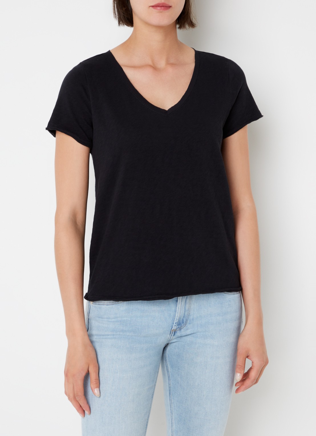 Marc O'Polo Denim T-shirt met V-hals - detail 4 zwart